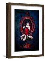 Gothic Girl in Red with roses-null-Framed Art Print