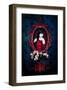 Gothic Girl in Red with roses-null-Framed Art Print