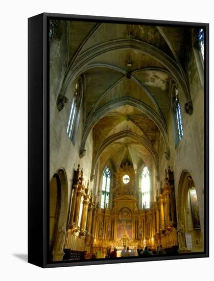 Gothic Interior of St. Pierre Church, Avignon, Provence, France-Lisa S. Engelbrecht-Framed Stretched Canvas