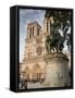 Gothic Notre Dame Cathedral and Statue of Charlemagne Et Ses Leudes, Place Du Parvis Notre Dame, Il-Richard Nebesky-Framed Stretched Canvas