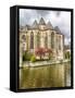 Gothic Saint Michael's Church beside Leie River-Terry Eggers-Framed Stretched Canvas