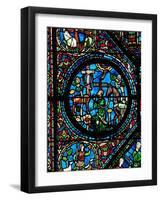 Gothic Stained Glass, Placidus Meets a Stag with Cross Between the Antlers and Becomes a Christian-null-Framed Giclee Print