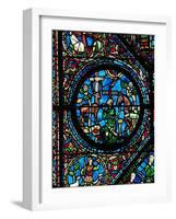 Gothic Stained Glass, Placidus Meets a Stag with Cross Between the Antlers and Becomes a Christian-null-Framed Giclee Print