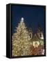 Gothic Tyn Church, Christmas Tree at Twilight in Old Town Square, Stare Mesto, Prague-Richard Nebesky-Framed Stretched Canvas