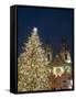 Gothic Tyn Church, Christmas Tree at Twilight in Old Town Square, Stare Mesto, Prague-Richard Nebesky-Framed Stretched Canvas