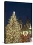 Gothic Tyn Church, Christmas Tree at Twilight in Old Town Square, Stare Mesto, Prague-Richard Nebesky-Stretched Canvas