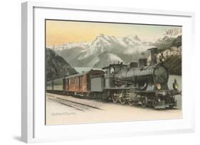 Gotthard Express Through the Alps-null-Framed Art Print