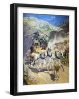 Gotthard Post Coach, by Rudolf Koller (1828-1905), 1956 Copy-null-Framed Giclee Print