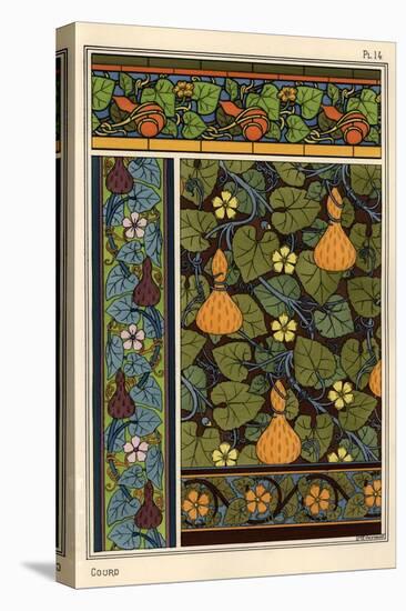 Gourd in wallpaper, stained glass and fabric patterns.-null-Stretched Canvas