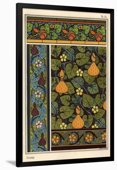 Gourd in wallpaper, stained glass and fabric patterns.-null-Framed Giclee Print