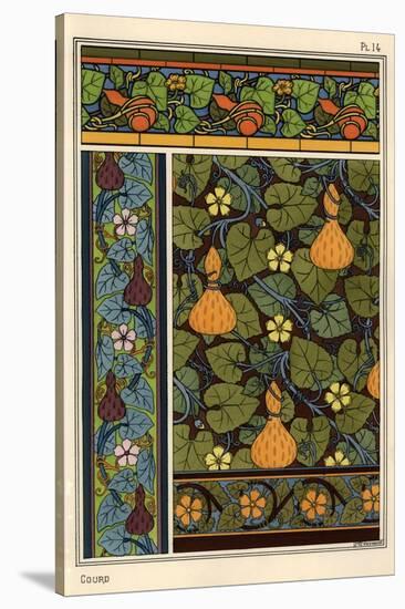 Gourd in wallpaper, stained glass and fabric patterns.-null-Stretched Canvas