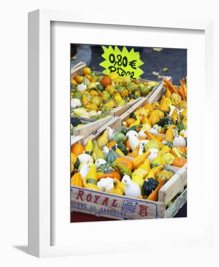 Gourds for Sale at Market Stall, Bergerac, Dordogne, France-Per Karlsson-Framed Photographic Print