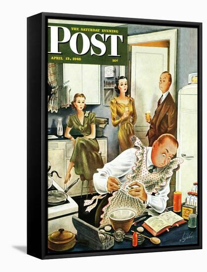 "Gourmet Cook?," Saturday Evening Post Cover, April 13, 1946-Constantin Alajalov-Framed Stretched Canvas