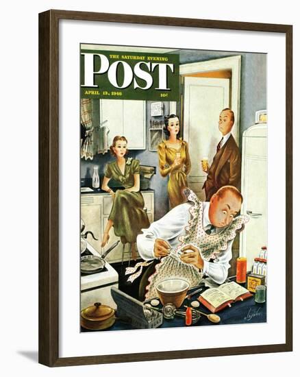 "Gourmet Cook?," Saturday Evening Post Cover, April 13, 1946-Constantin Alajalov-Framed Giclee Print