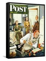 "Gourmet Cook?," Saturday Evening Post Cover, April 13, 1946-Constantin Alajalov-Framed Stretched Canvas