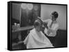 Gov. Jimmy Carte Receiving a Hair Cut-Stan Wayman-Framed Stretched Canvas