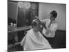 Gov. Jimmy Carte Receiving a Hair Cut-Stan Wayman-Mounted Photographic Print