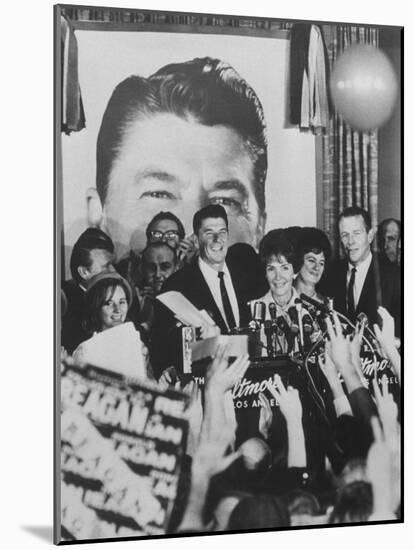 Gov. Ronald Reagan and Wife and Lt. Gov. Robert Finch and Wife at Election Victory Party-Bill Ray-Mounted Photographic Print