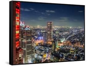 Government buildings of Tokyo at night, Japan-Sheila Haddad-Framed Stretched Canvas