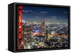 Government buildings of Tokyo at night, Japan-Sheila Haddad-Framed Stretched Canvas