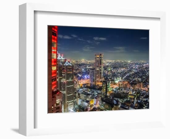 Government buildings of Tokyo at night, Japan-Sheila Haddad-Framed Photographic Print