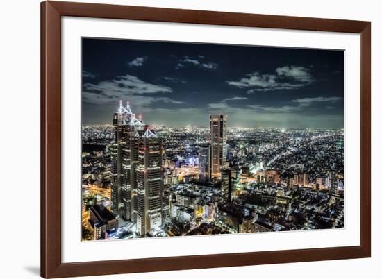 Government buildings of Tokyo at night, Japan-Sheila Haddad-Framed Photographic Print