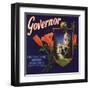 Governor Brand - Lindsay, California - Citrus Crate Label-Lantern Press-Framed Art Print