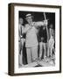 Governor Lewis O. Barrow Mixing Archery and Politics While Campaigning for Reelection-null-Framed Photographic Print