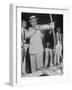 Governor Lewis O. Barrow Mixing Archery and Politics While Campaigning for Reelection-null-Framed Photographic Print