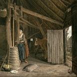 Barn Interior with a Maid Churning Butter-Govert Dircksz. Camphuysen-Framed Giclee Print