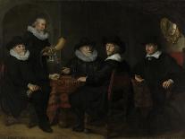 Four Governors of the Arquebusiers Civic Guard, Amsterdam-Govert Flinck-Framed Art Print