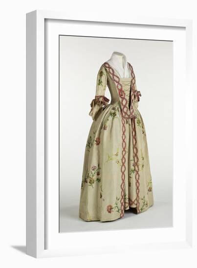 Gown and Petticoat in Ivory or Beige Brocaded Spitalfields Silk, C.1740-60-Anna Maria Garthwaite-Framed Giclee Print