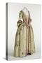 Gown and Petticoat in Ivory or Beige Brocaded Spitalfields Silk, C.1740-60-Anna Maria Garthwaite-Stretched Canvas