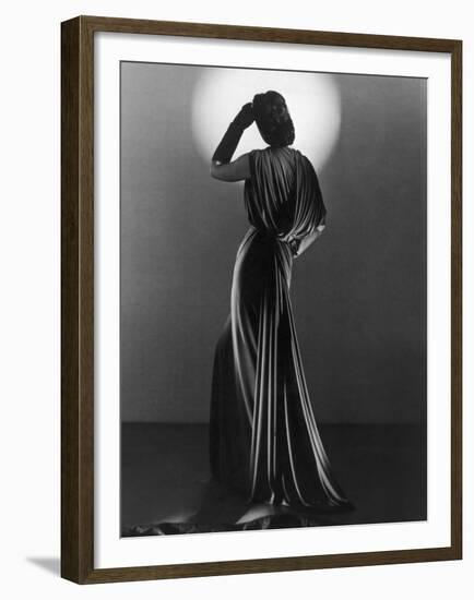 Gown in Mauve Jersey by Balenciaga of Paris Which Makes Dramatic Use of Classical Style Drapery-null-Framed Premium Photographic Print