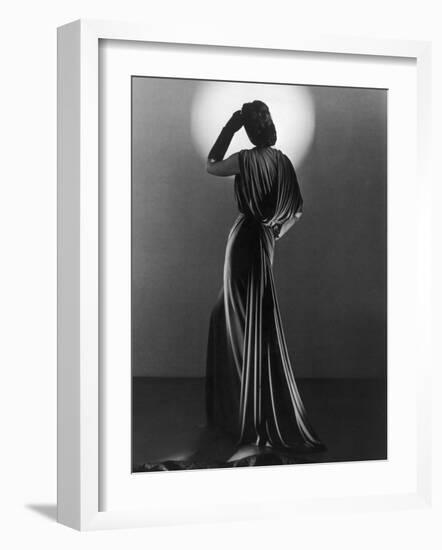 Gown in Mauve Jersey by Balenciaga of Paris Which Makes Dramatic Use of Classical Style Drapery-null-Framed Photographic Print