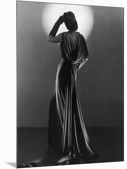 Gown in Mauve Jersey by Balenciaga of Paris Which Makes Dramatic Use of Classical Style Drapery-null-Mounted Photographic Print