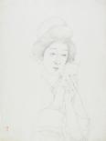 Drawing of a Woman Holding Mirror-Goyo Hashiguchi-Giclee Print