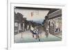 Goyû, femmes accostant les voyageurs-Ando Hiroshige-Framed Giclee Print