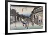 Goyû, femmes accostant les voyageurs-Ando Hiroshige-Framed Giclee Print