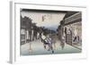 Goyû, femmes accostant les voyageurs-Ando Hiroshige-Framed Giclee Print