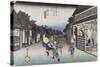 Goyû, femmes accostant les voyageurs-Ando Hiroshige-Stretched Canvas