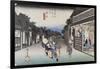 Goyû, femmes accostant les voyageurs-Ando Hiroshige-Framed Giclee Print