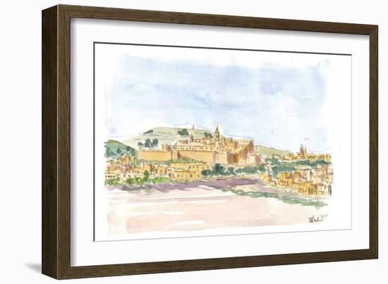 Gozo Ghawdex Malta Victoria Rabat Old Town Skyline and Citadel-M. Bleichner-Framed Premium Giclee Print