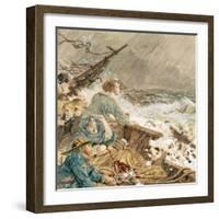 Grace Darling and Her Father Saving the Shipwrecked Crew, 17th September 1838-William Bell Scott-Framed Giclee Print