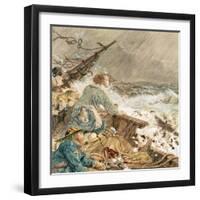 Grace Darling and Her Father Saving the Shipwrecked Crew, 17th September 1838-William Bell Scott-Framed Giclee Print