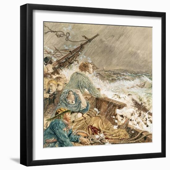 Grace Darling and Her Father Saving the Shipwrecked Crew, 17th September 1838-William Bell Scott-Framed Giclee Print