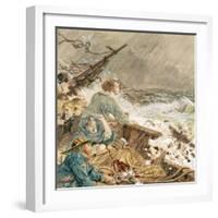 Grace Darling and Her Father Saving the Shipwrecked Crew, 17th September 1838-William Bell Scott-Framed Giclee Print