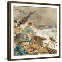 Grace Darling and Her Father Saving the Shipwrecked Crew, 17th September 1838-William Bell Scott-Framed Giclee Print