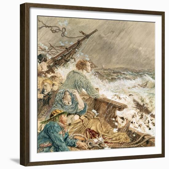 Grace Darling and Her Father Saving the Shipwrecked Crew, 17th September 1838-William Bell Scott-Framed Giclee Print