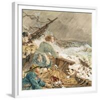 Grace Darling and Her Father Saving the Shipwrecked Crew, 17th September 1838-William Bell Scott-Framed Giclee Print